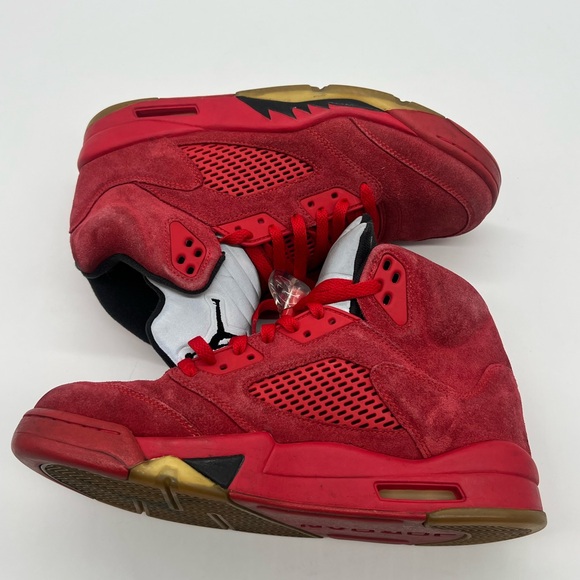 Nike Men’s Size 9.5 Air Jordan 5 Retro Red Suede Lace Up Sneaker 136027-602. - Picture 10 of 13